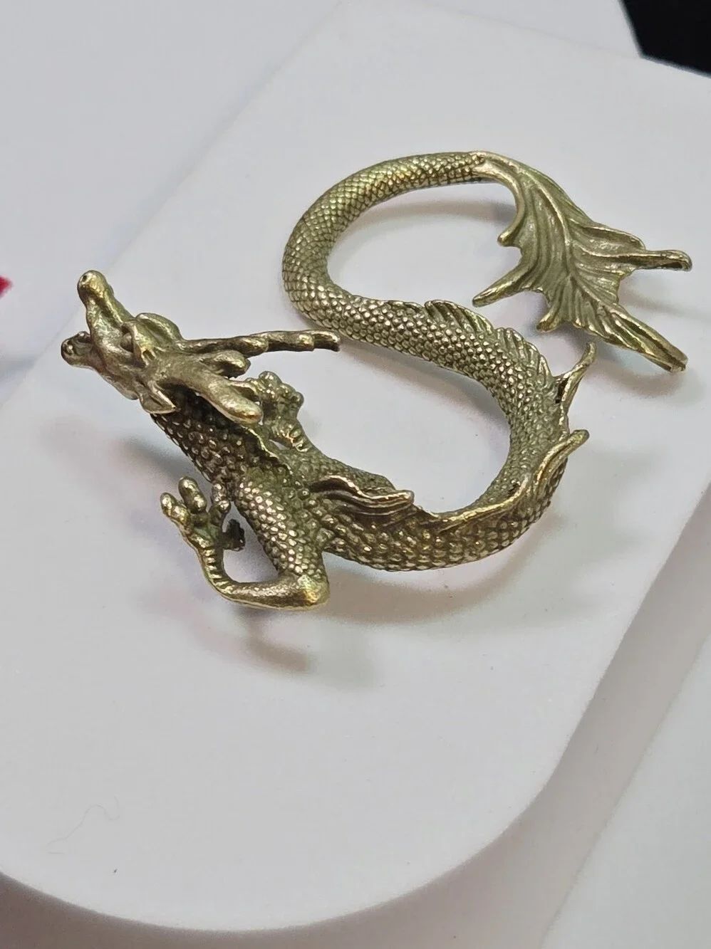 Mini Brass Chinese Dragon Figurine Medieval Lindwyrm Fantasy Statue DND Decor - Picture 4 of 9